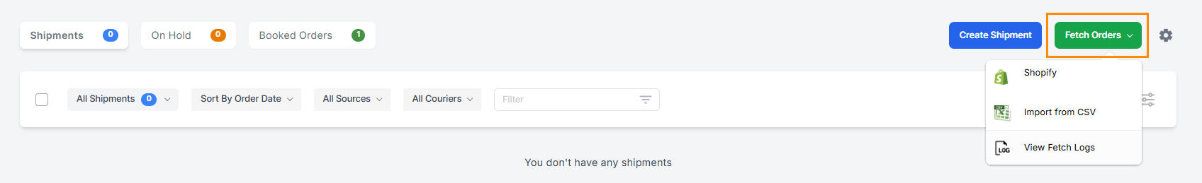 shipping manager: click fetch orders